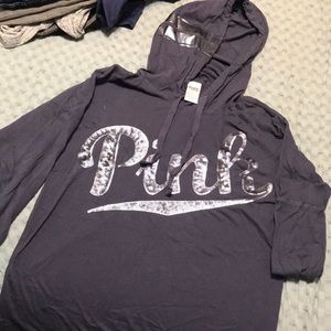 PINK navy blue sparkle hoodie